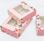 Pink Bakery Boxes with Flowers and Window - Thecakeboxes