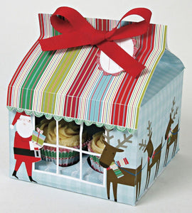 50 Christmas Cupcake Boxes- Holds 4 Cupcake with Inserts - thecakeboxes