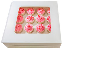 50 White Cupcake Boxes for 12 with window  £0.89 each - thecakeboxes