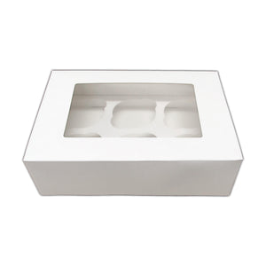 25 x White Cupcake Boxes 6 hole - thecakeboxes