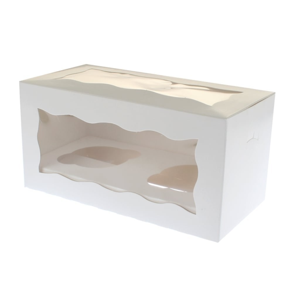 White Double Cupcake Boxes with Window , Holds 2 - thecakeboxes