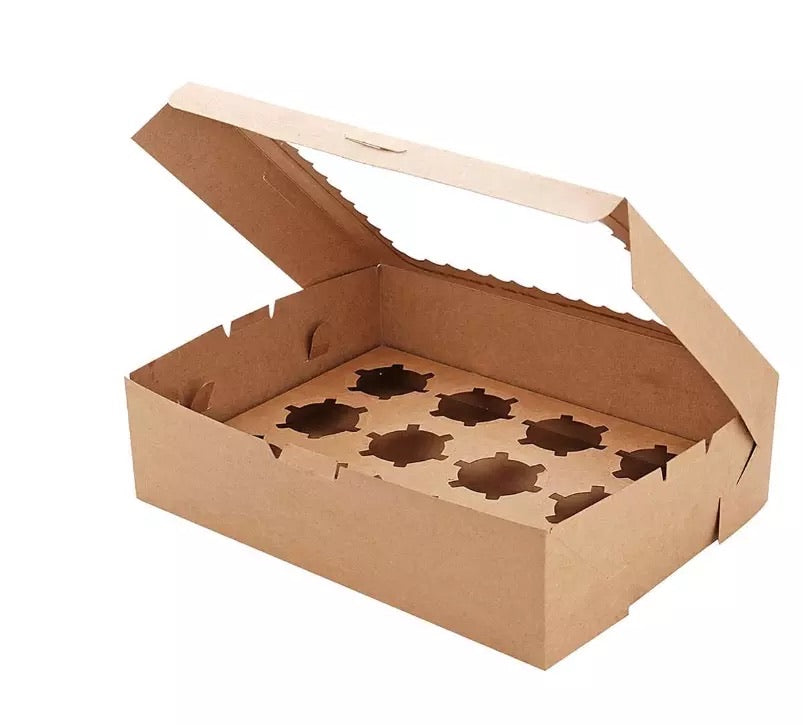 Premium 12 Hole Cupcake Boxes Kraft - cake boxes, cupcake boxes, thecakeboxes