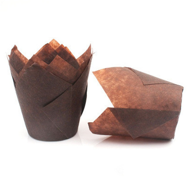 Muffin Brown Tulip Cases - thecakeboxes