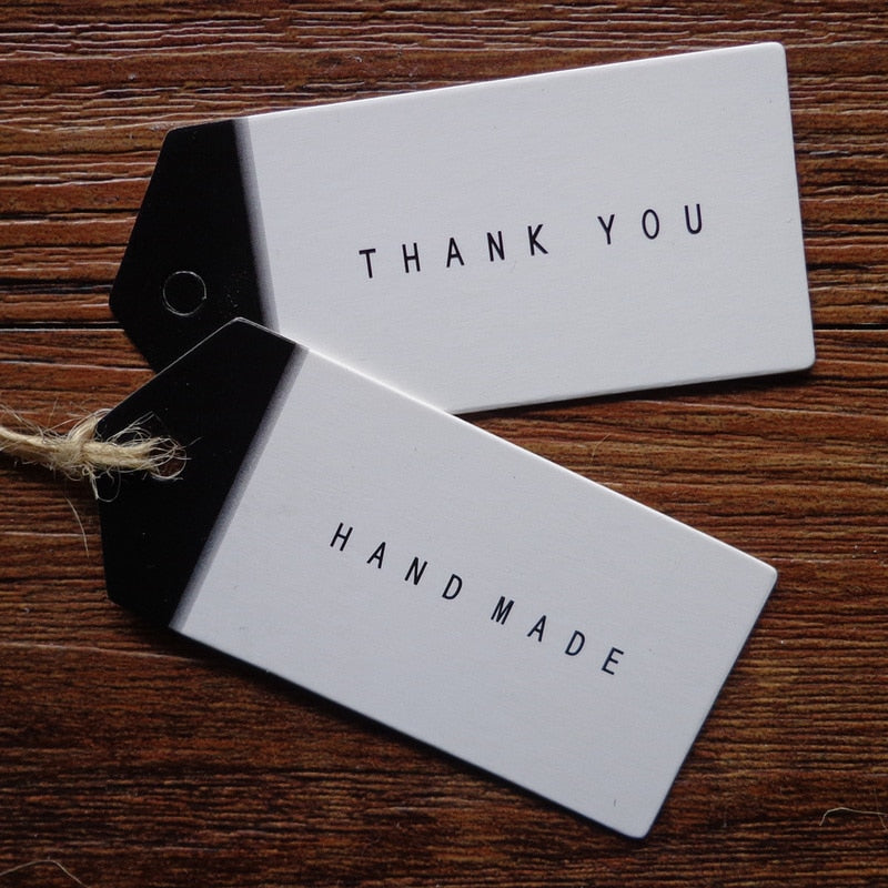 Thank you Handmade Black and White Gift Tags - thecakeboxes