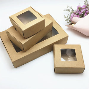 50pcs Multi Size Cute Square Kraft Packaging Box Wedding Party Favor Supplies Handmade Soap Chocolate Candy Storage Carton - thecakeboxes