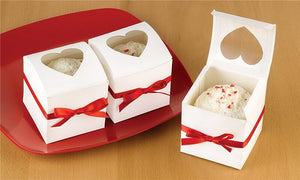 Single Cupcake Box with Hearts - cake boxes, cupcake boxes, thecakeboxes